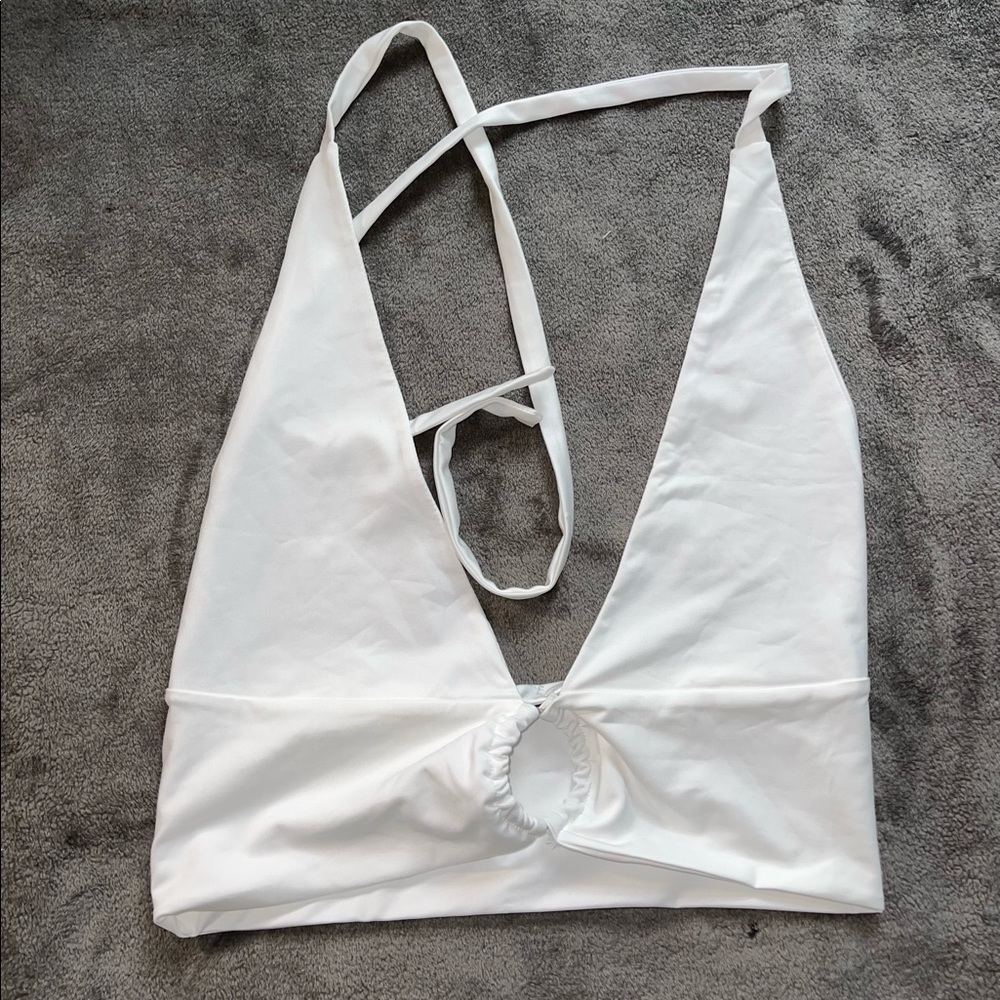 White crop tie top